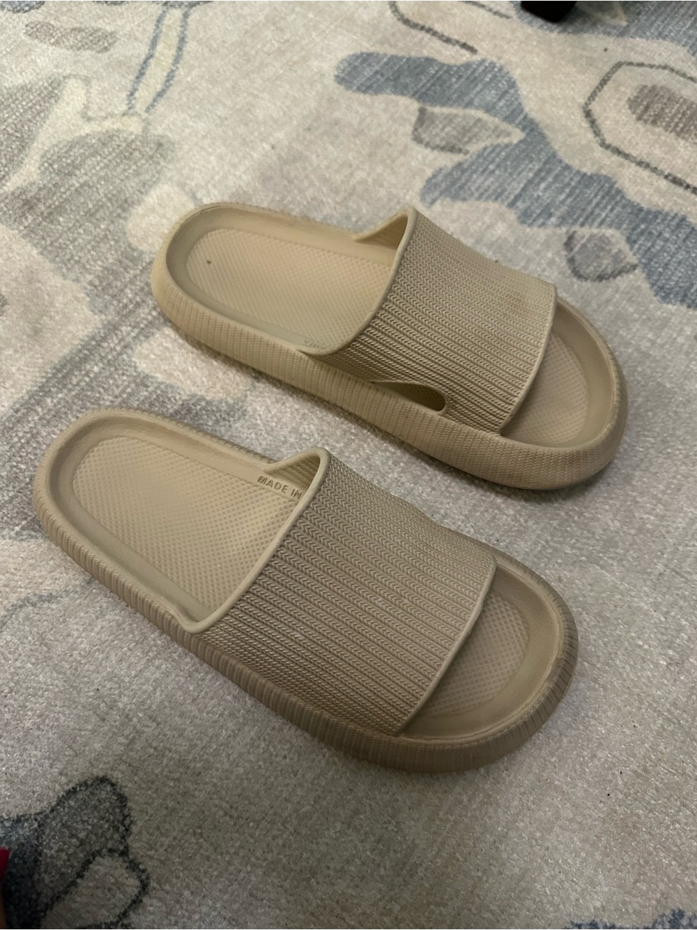 Neutral Beige Slide Sandals